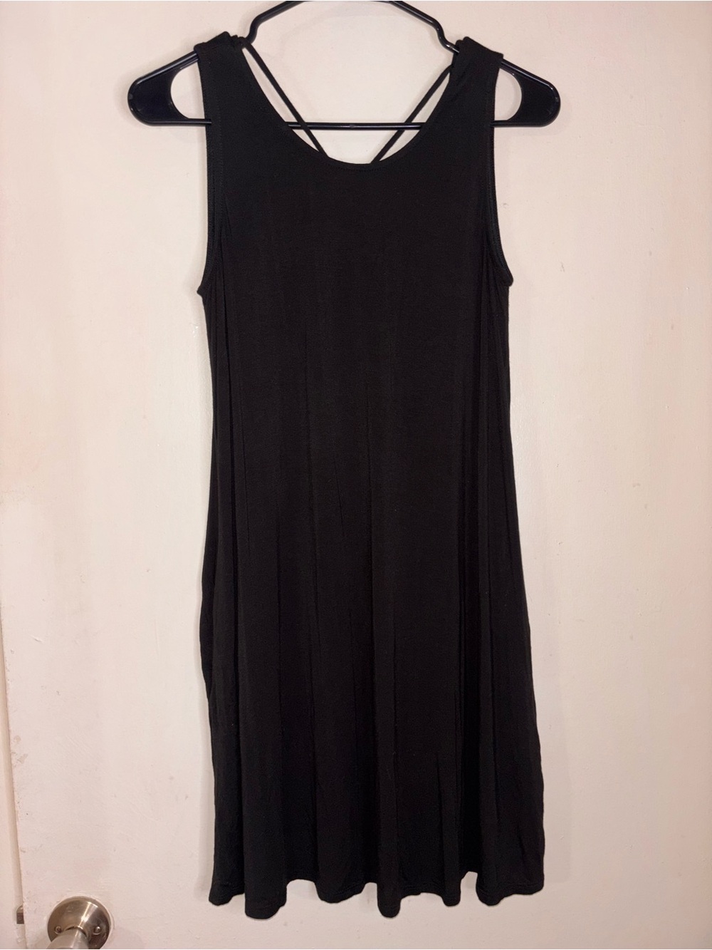 Lulu's Black Sleeveless Midi Dress with Crisscross Back Detail